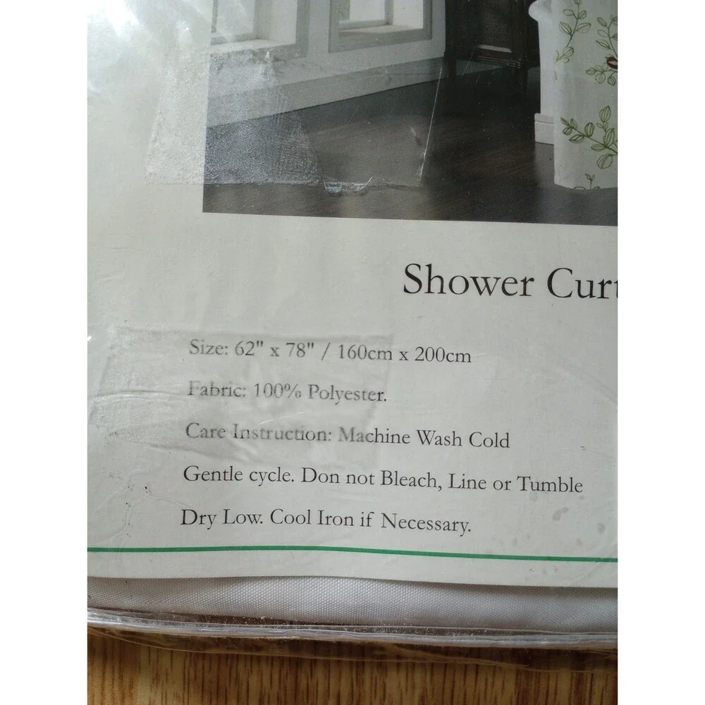 Birds on Branches Shower Curtain Polyester NEW White Green Yellow 62x78